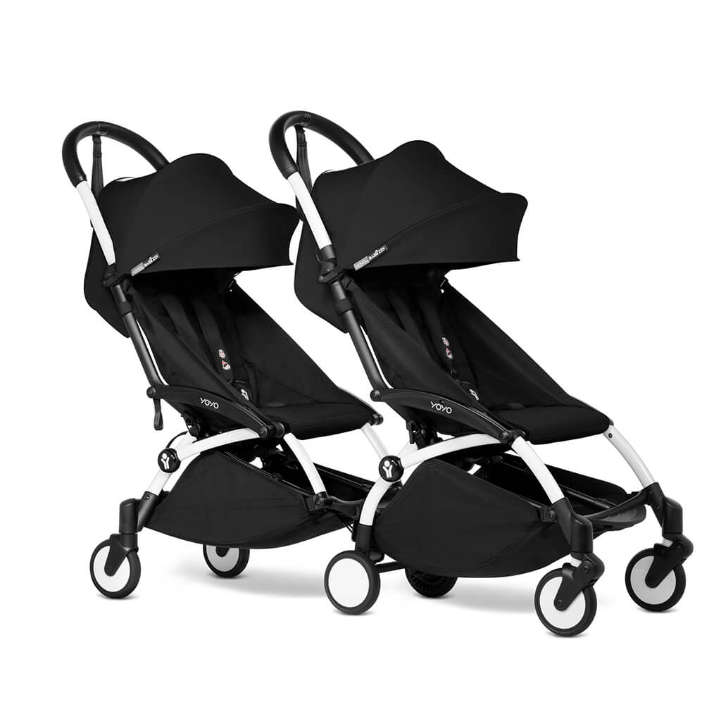 yoyo zen double stroller YOYO 3 Connect Complete Double Stroller 6+ White Frame