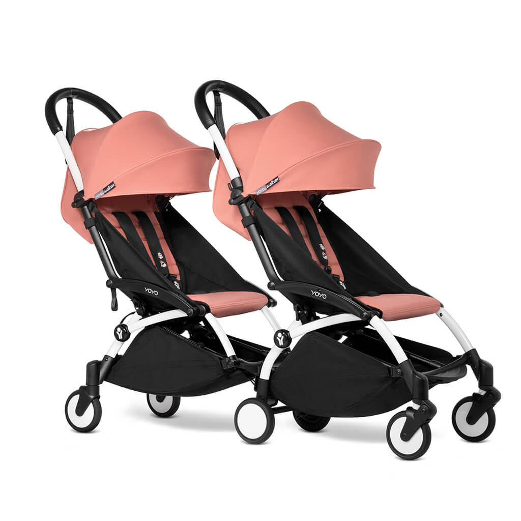 yoyo double stroller side by side BABYZEN YOYO Connect Double Stroller 6+ White Frame