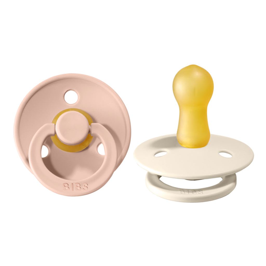 Bibs Natural Rubber Pacifier 2 Pack Blush/Ivory