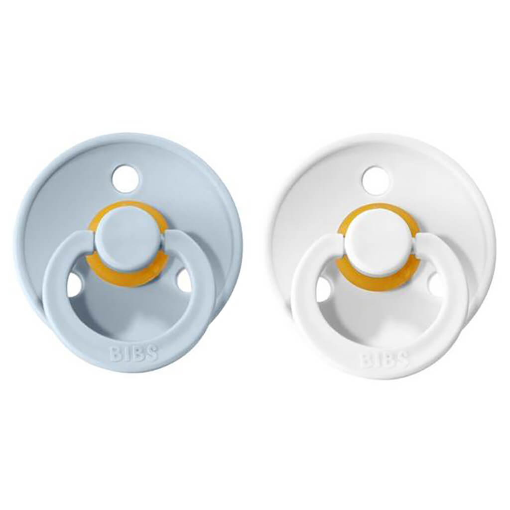 Bibs Natural Rubber Pacifier 2 Pack White/Baby Blue