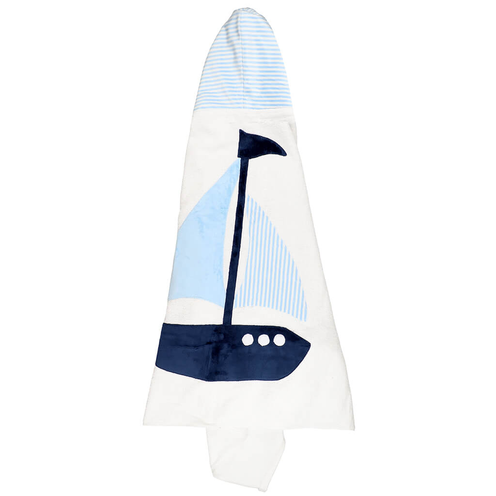 Big Towel White Blue Sailboat