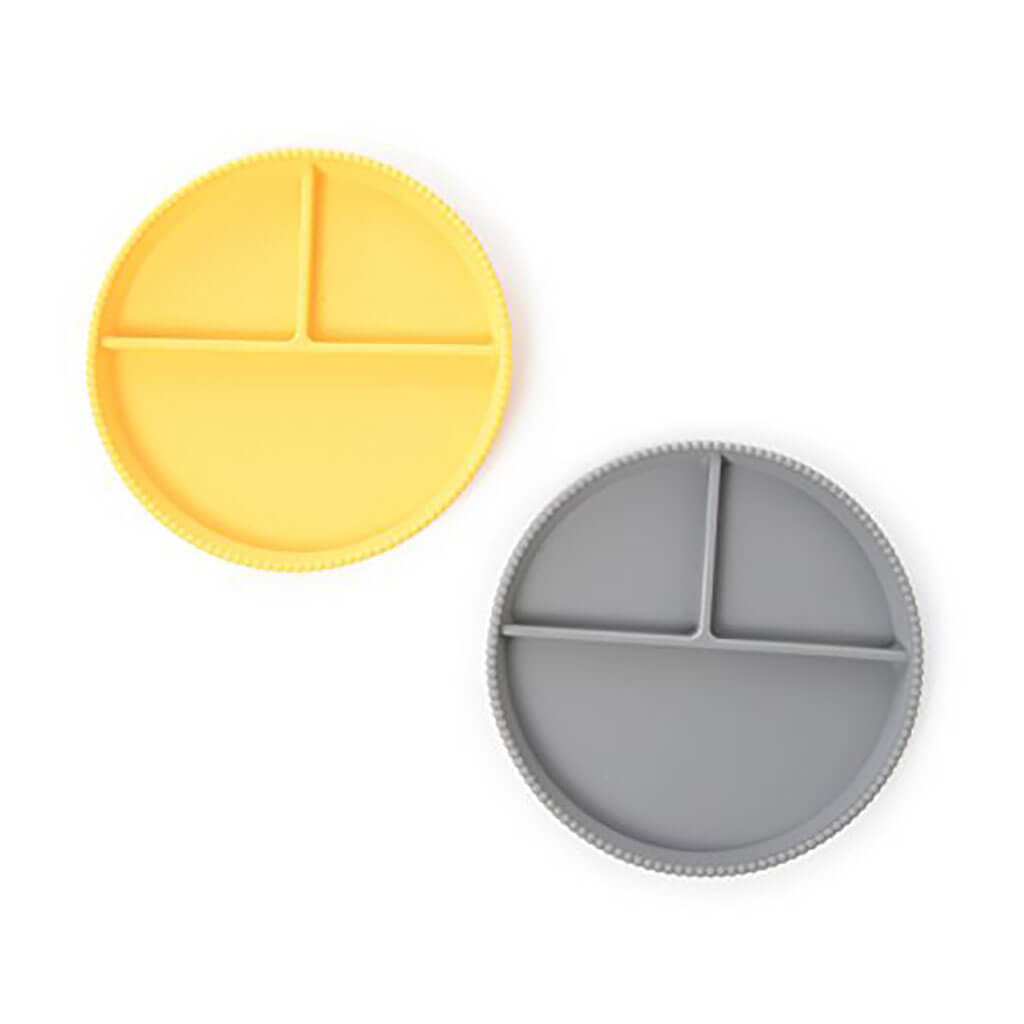 Silicone Divided Plates Set Grey/Yellow