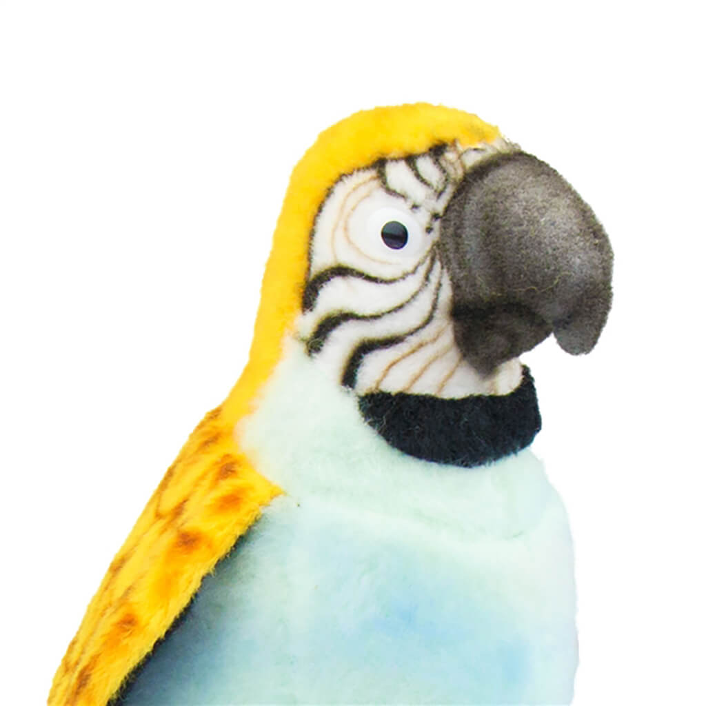 Realistic Plush Animal Parrot Blue Yellow