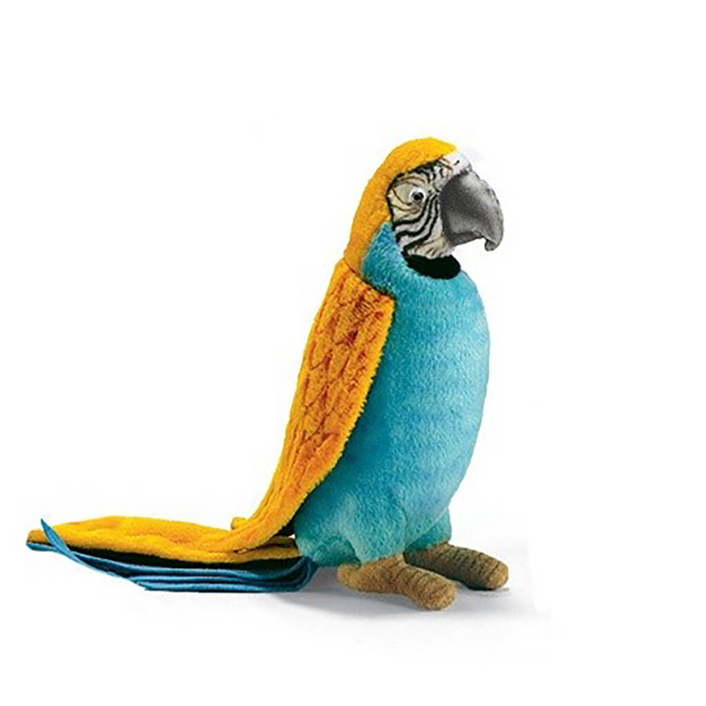 Realistic Plush Animal Parrot Blue Yellow