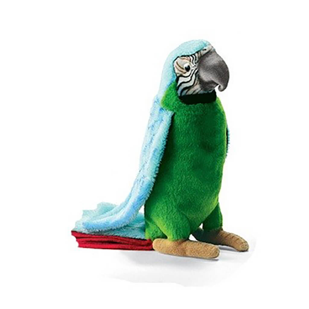 Realistic Plush Animal Parrot Green Blue