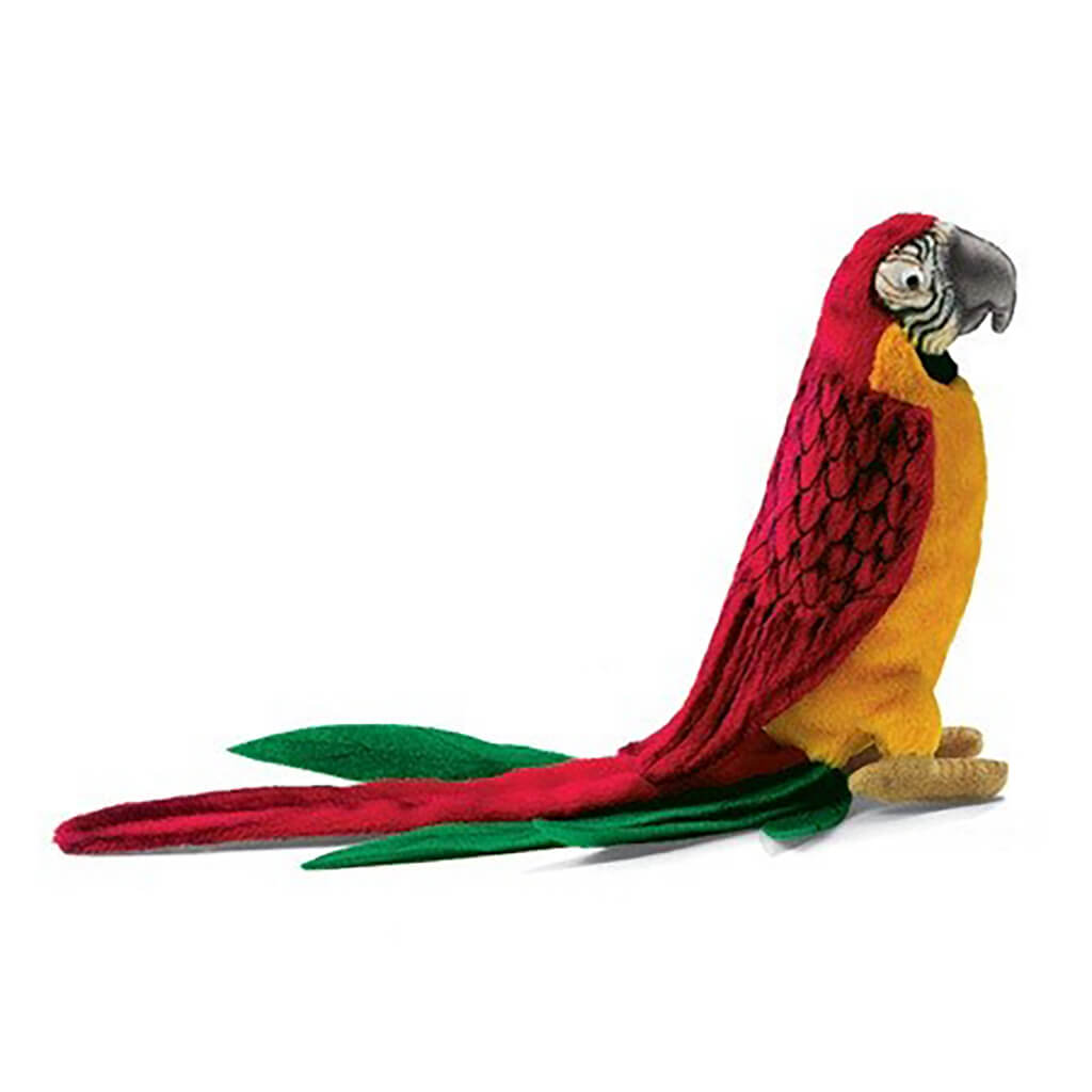 Realistic Plush Animal Parrot Yellow Red