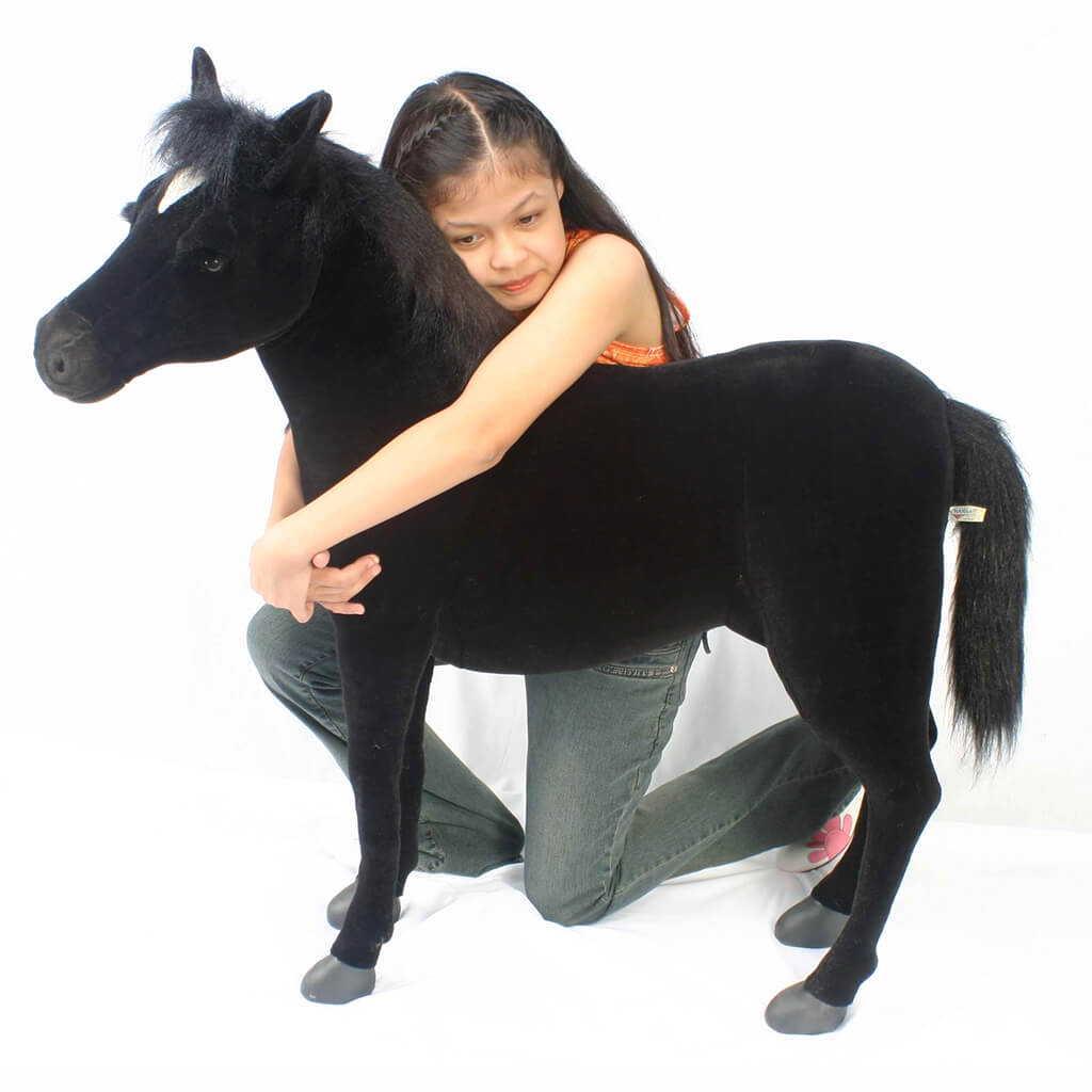 Realistic Plush Animal Ride On Black Beauty Horse