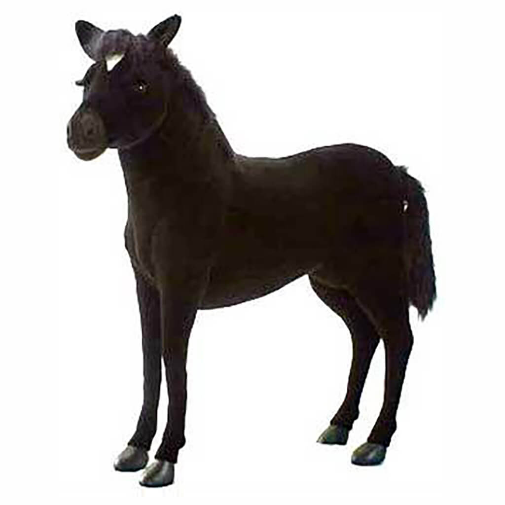 Realistic Plush Animal Ride On Black Beauty Horse
