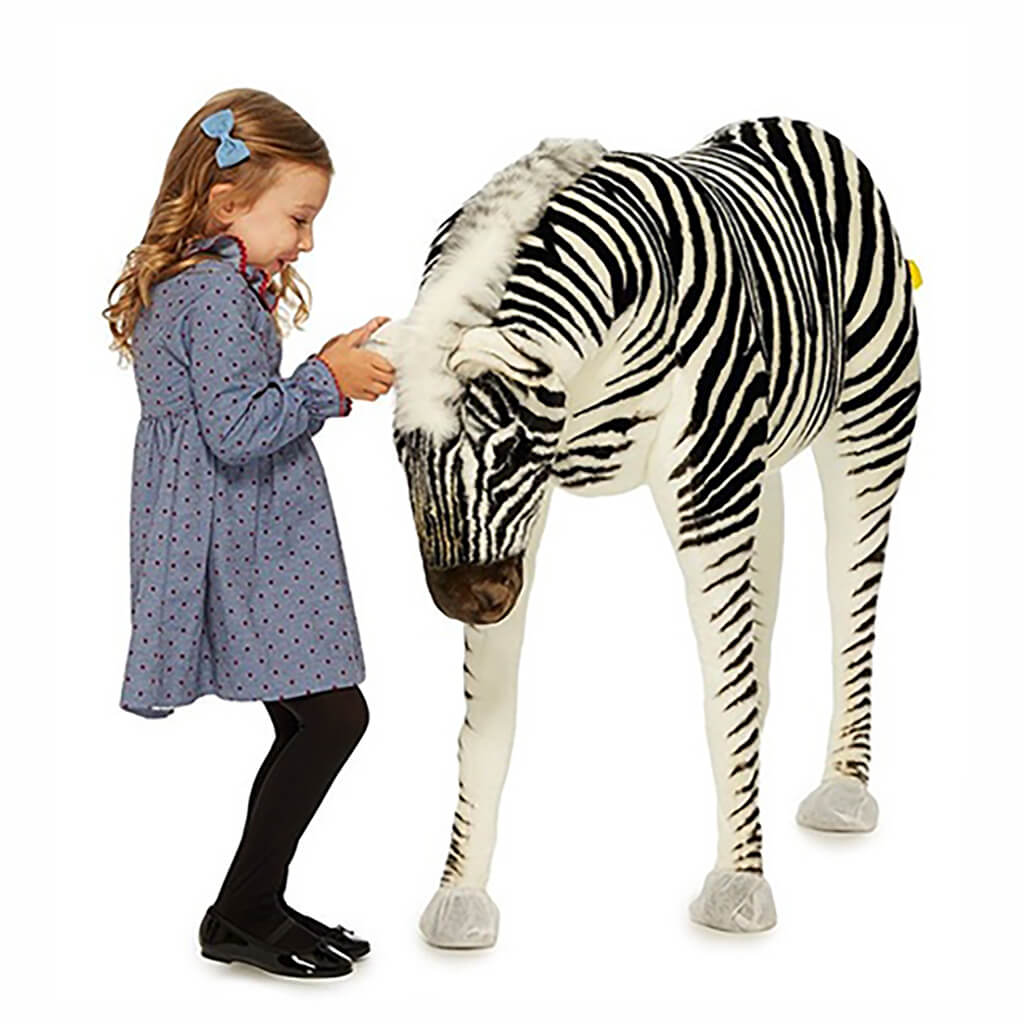 Plush Realistic Animal Ride On Jacquard Zebra
