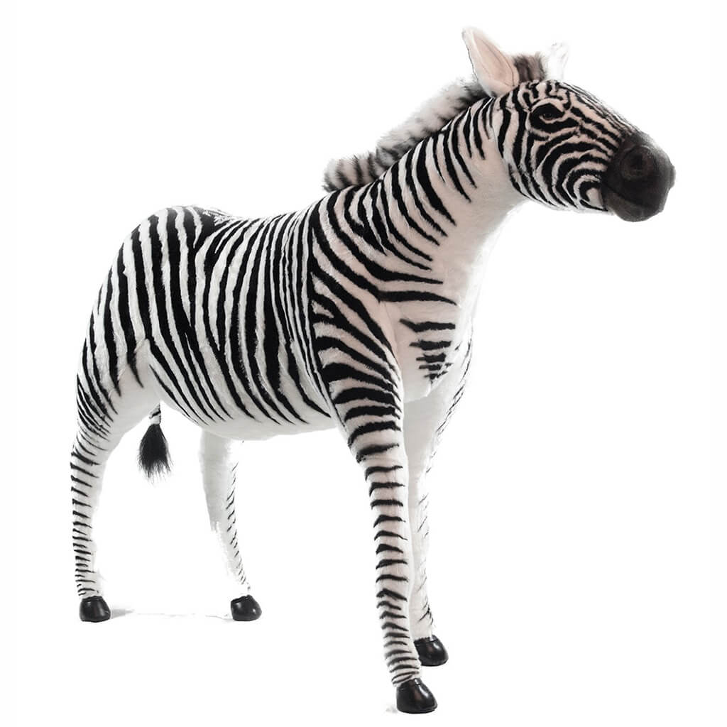 Plush Realistic Animal Ride On Jacquard Zebra