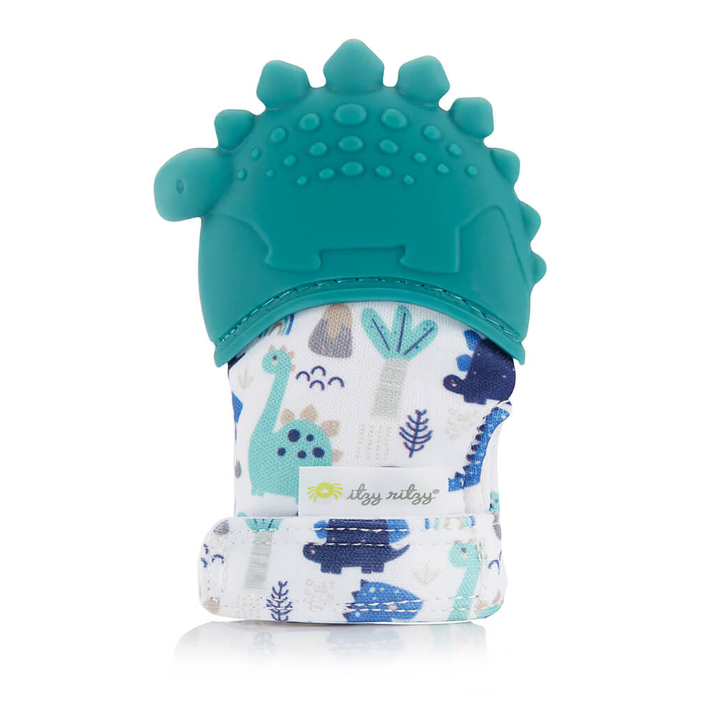 Silicone Teething Mitts Teal Dino
