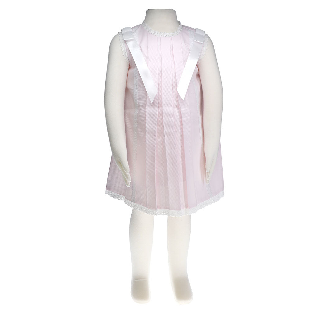 Ella Pink Pique Dress with White Lace