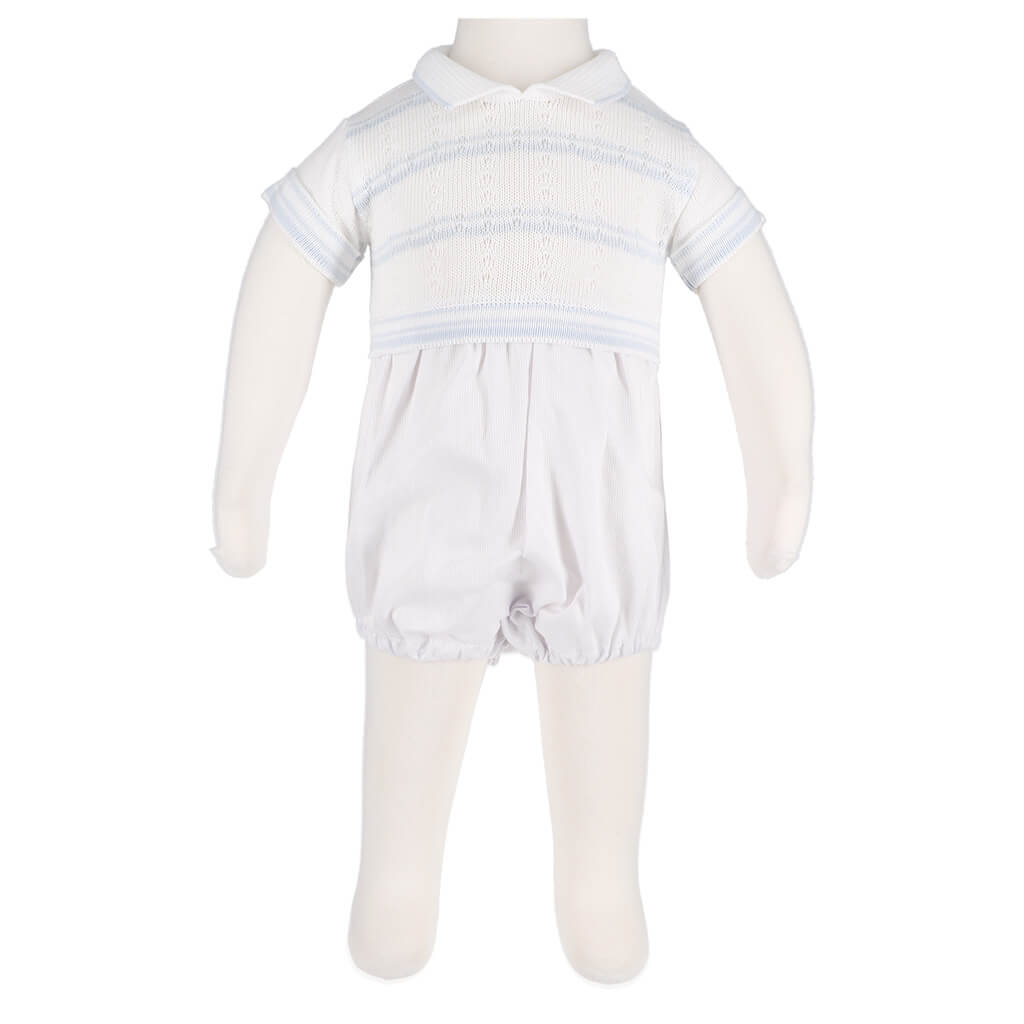 Knitted Romper with Pique Bottom