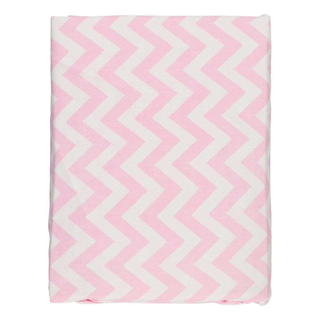 Crib Fitted Sheet Pink Chevron