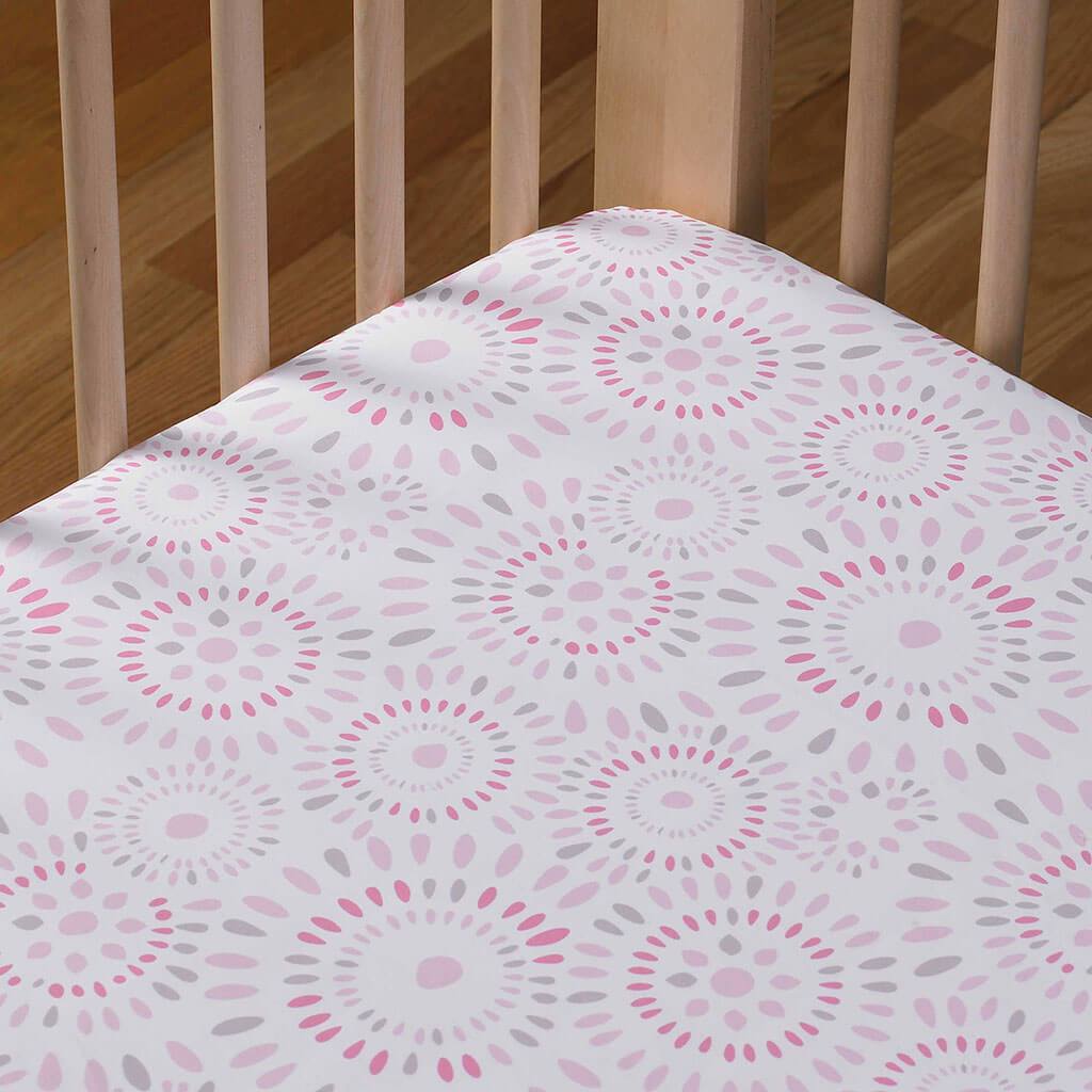 Crib Fitted Sheet Pink Confetti