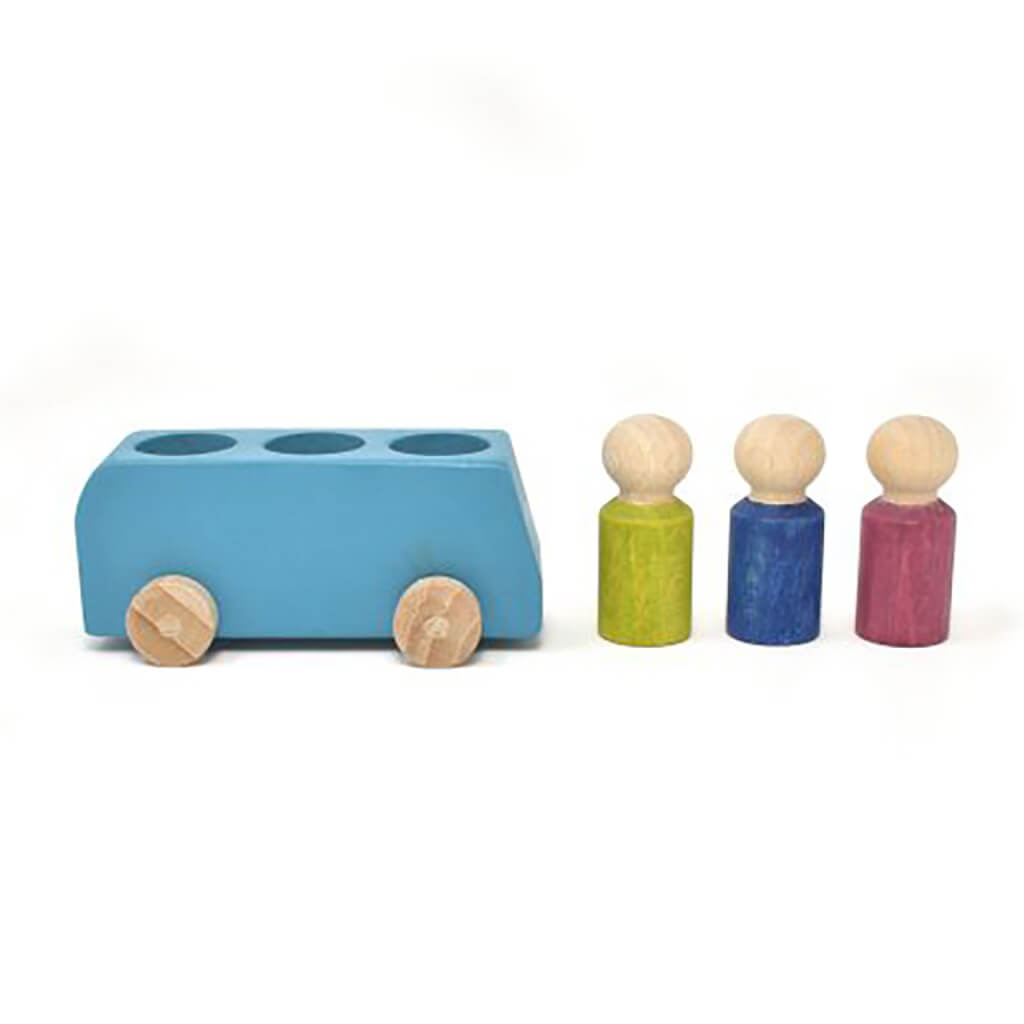 Wooden Bus with Figures Blue