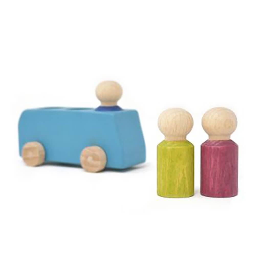 Wooden Bus with Figures Blue