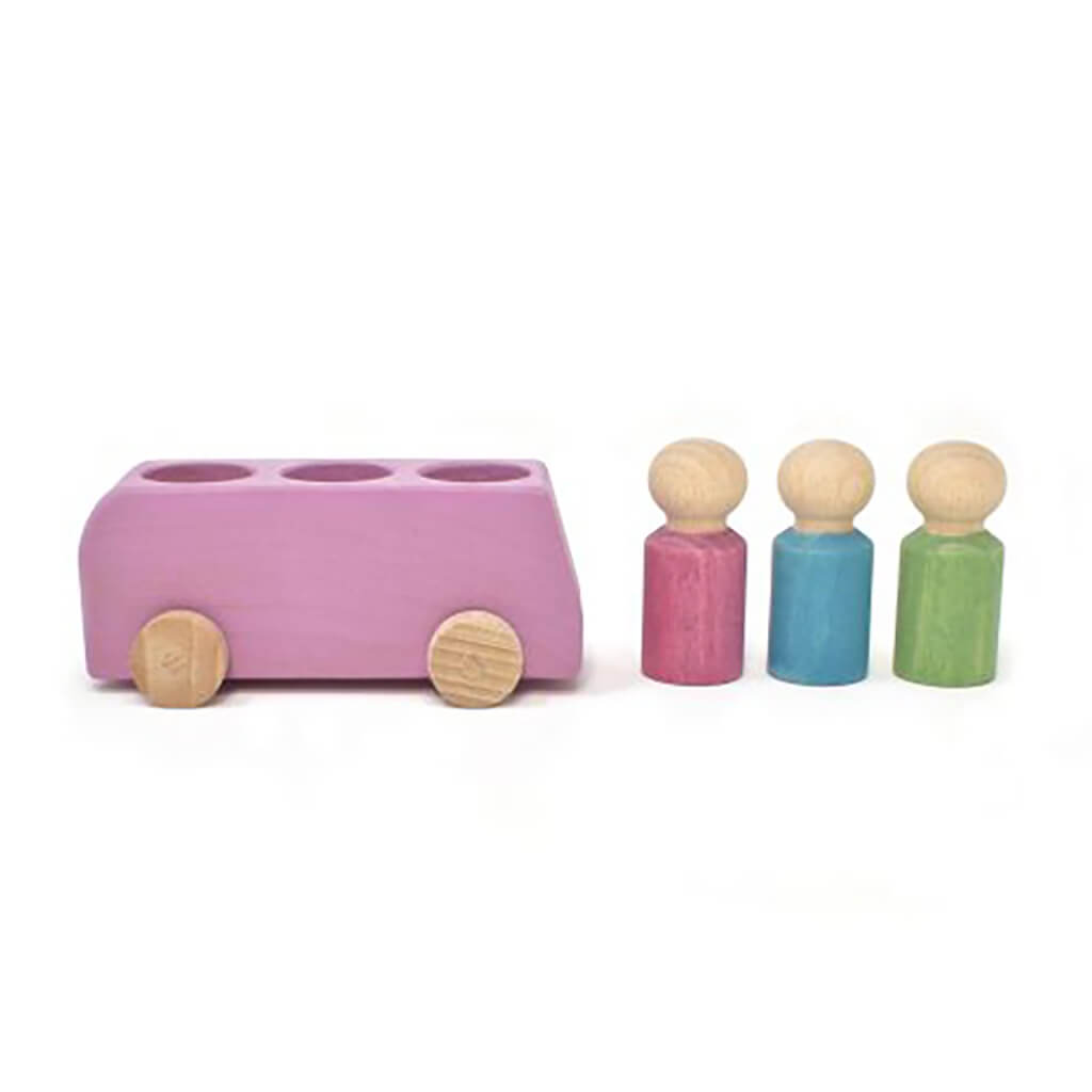 Wooden Bus with Figures Pink