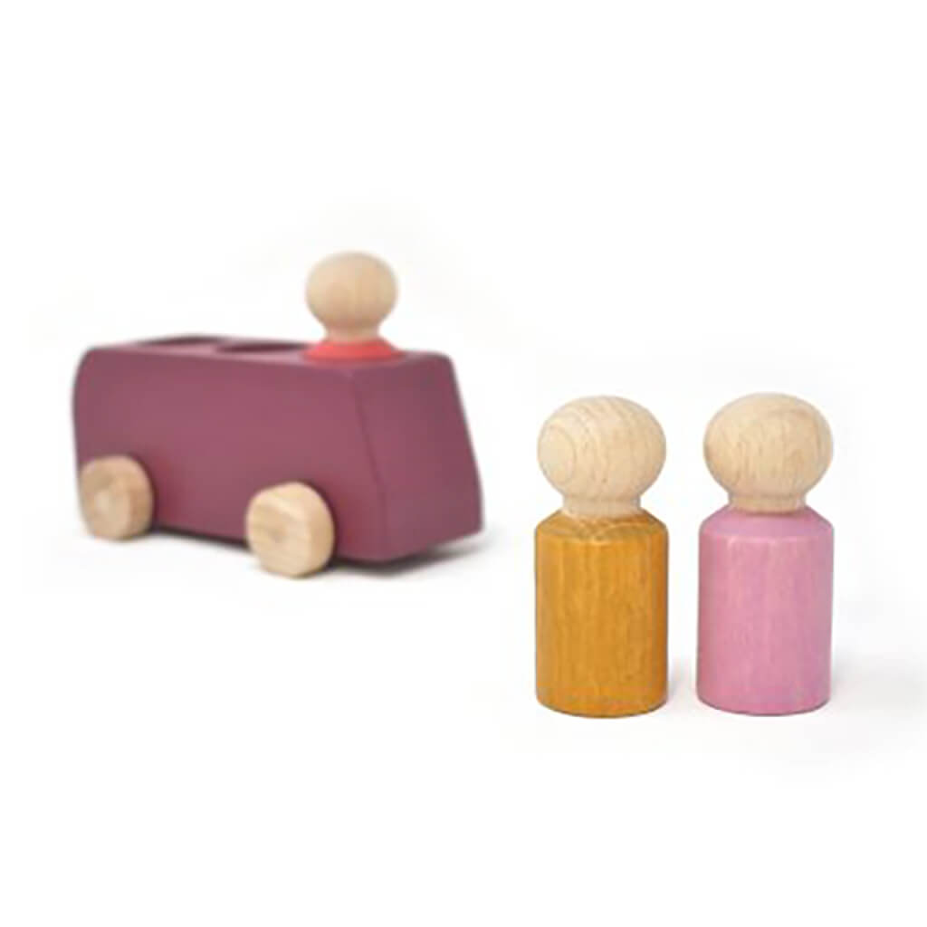 Wooden Bus with Figures Plum
