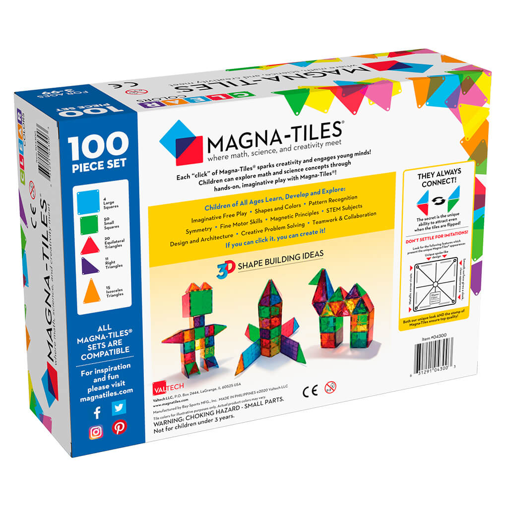 Magna-Tiles Classic Clear Colors 100 Pieces