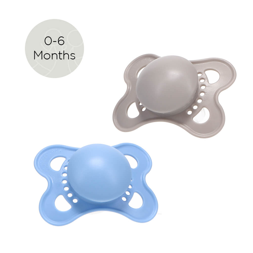 MAM Matte Silicone Pacifier Grey/Blue 0-6 | NINI and LOLI