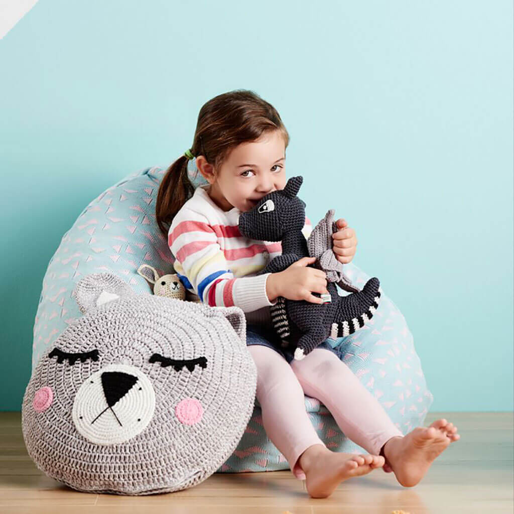 Crochet Snuggle Cushion Bunny Grey