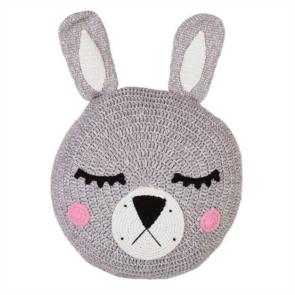 Crochet Snuggle Cushion Bunny Grey