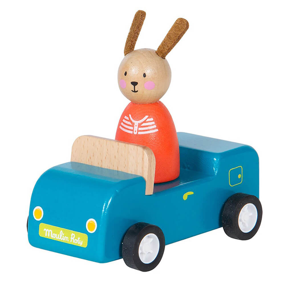 Moulin Roty La Grande Famille Wooden Family Car Blue