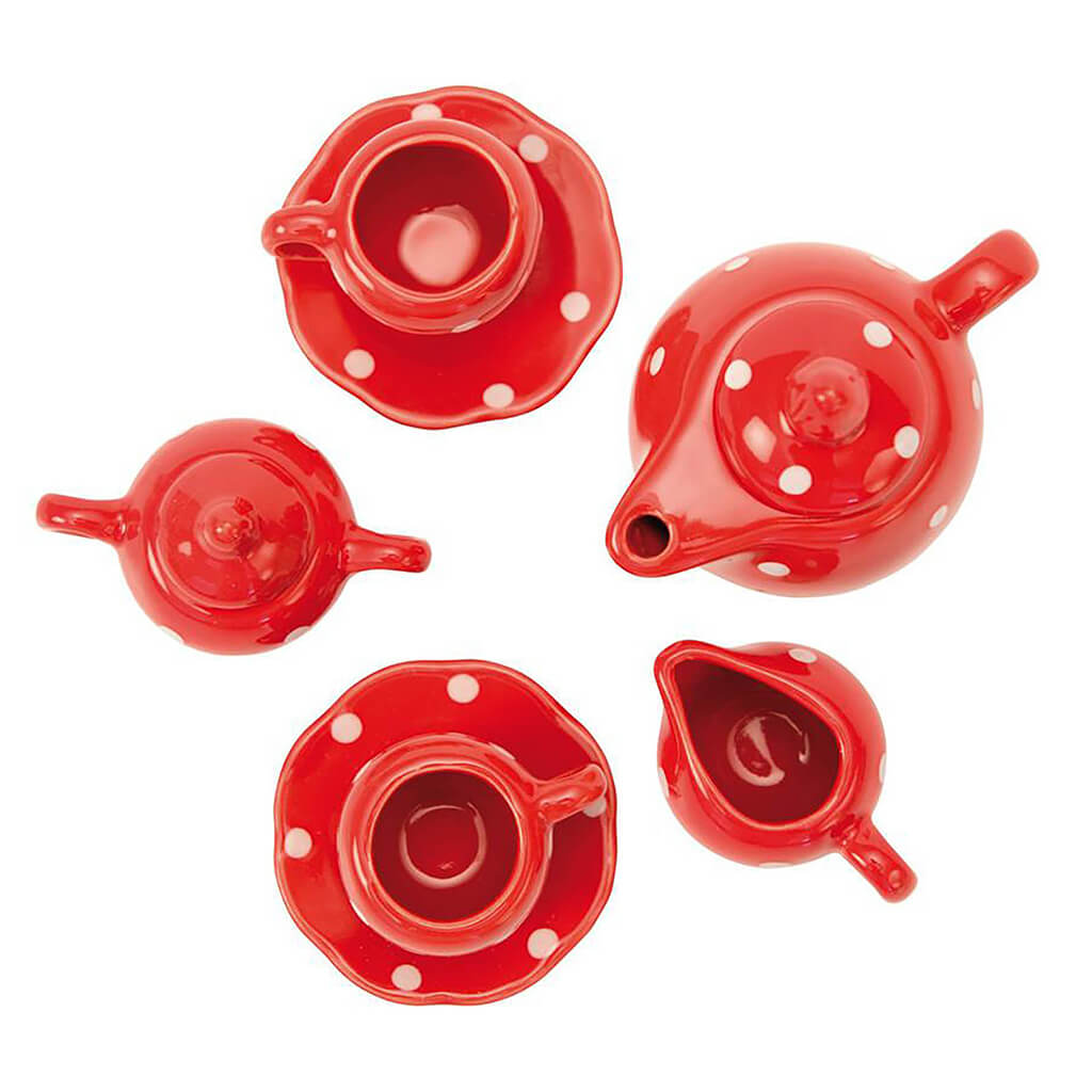 La Grande Famille Red Ceramic Tea Set