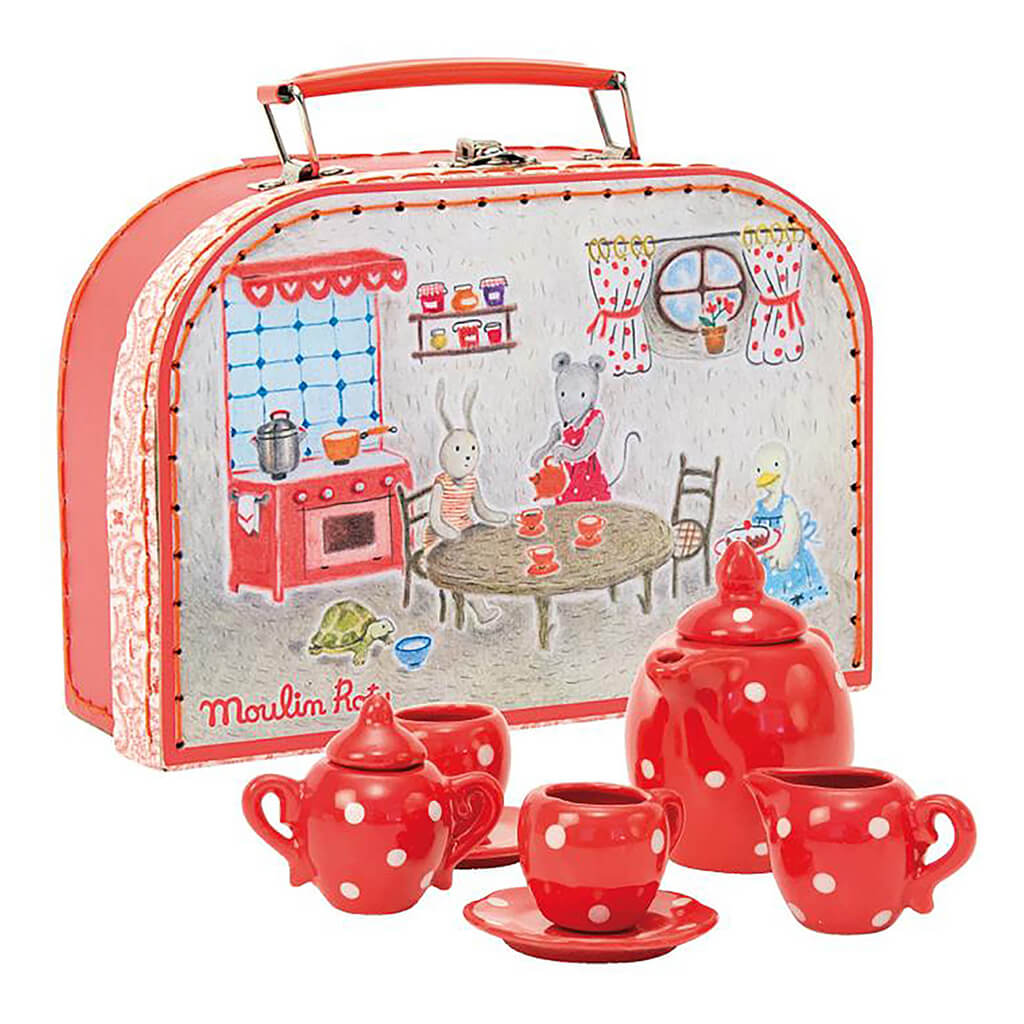 La Grande Famille Red Ceramic Tea Set