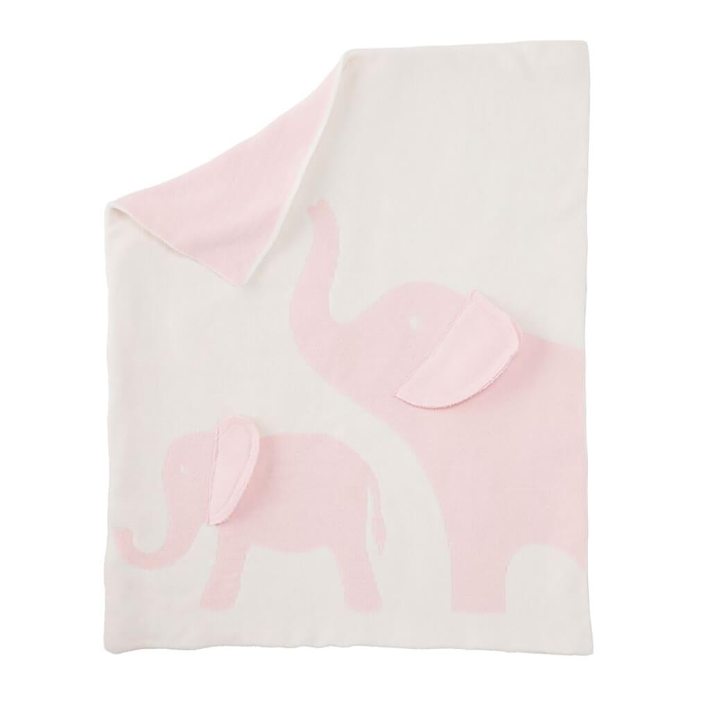 Chenille Blanket Pink Elephant