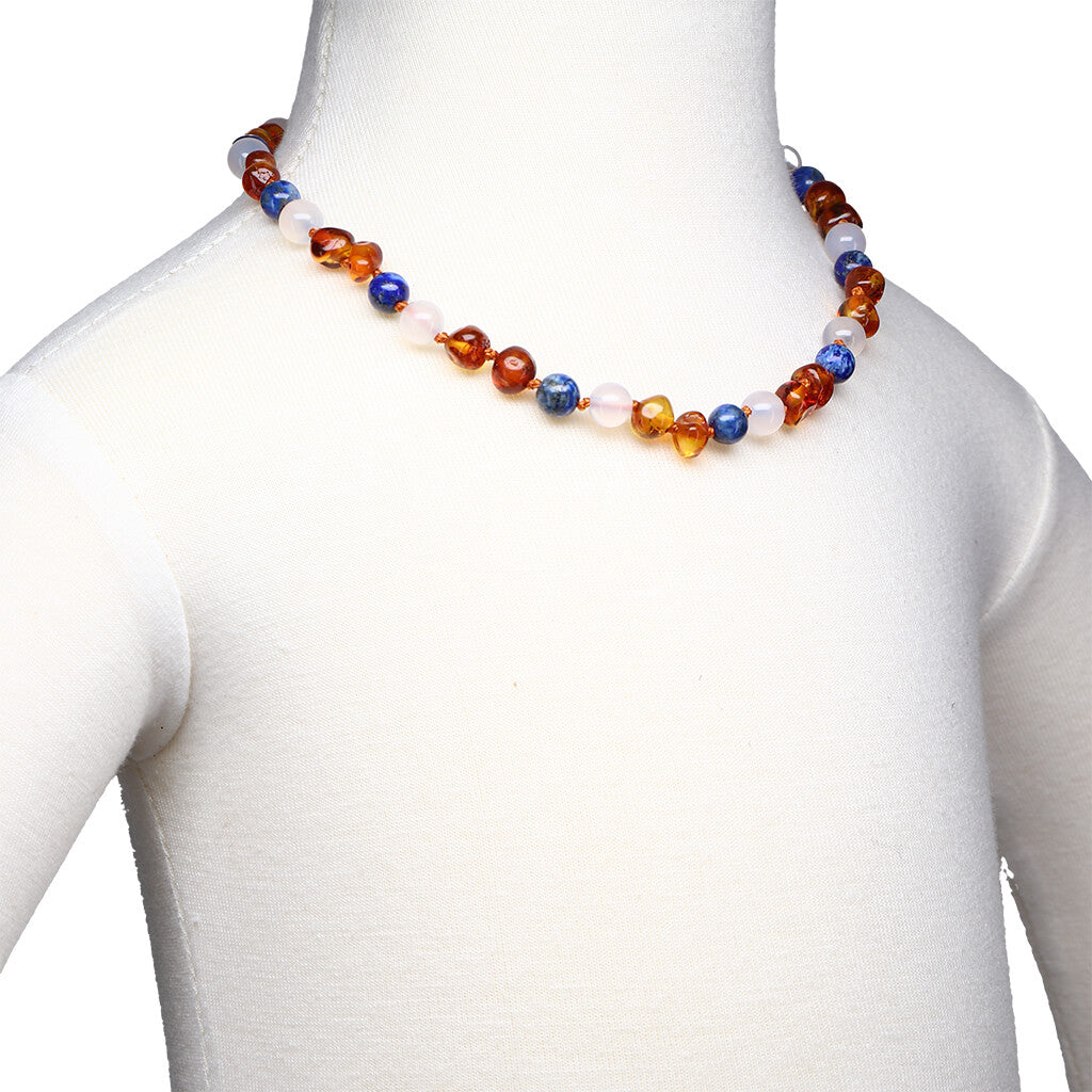 Amber Necklace Cognac/White Agate