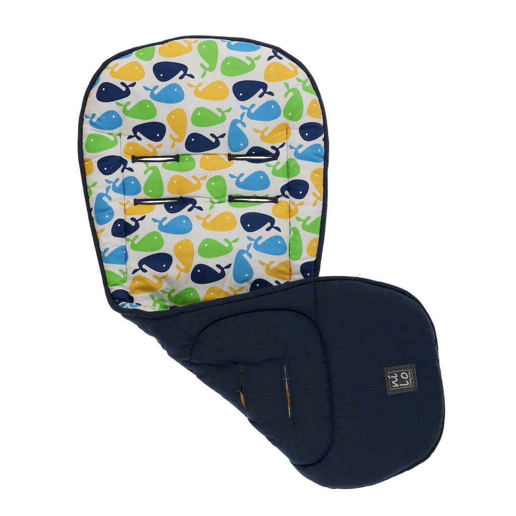 Long Stroller Mat  Whales Blue/Yellow/Green