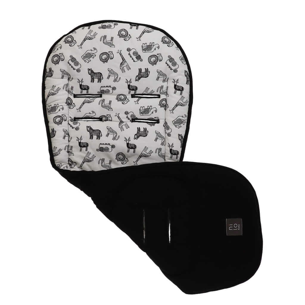 Nilo Baby Long Stroller Mat Zoo Animals Black | NINI and LOLI