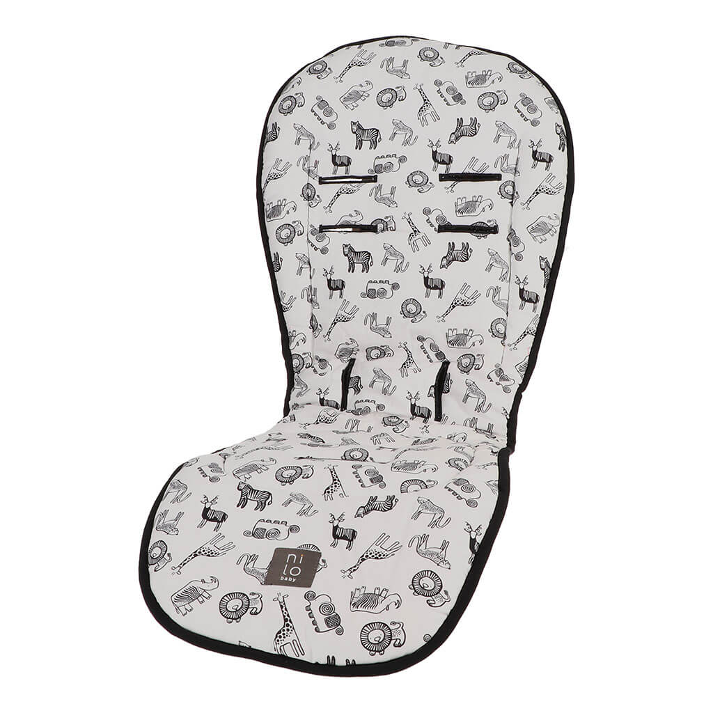 Nilo Baby Long Stroller Mat Zoo Animals Black | NINI and LOLI