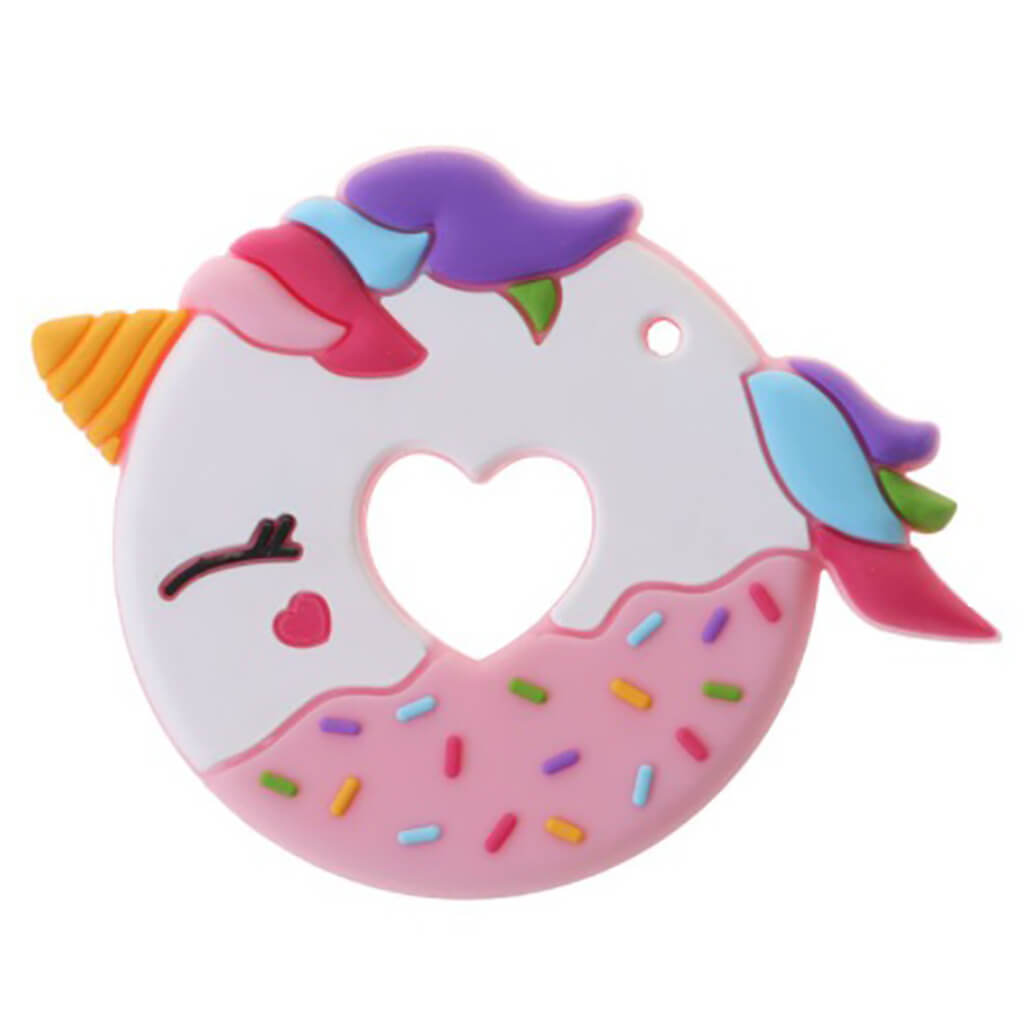Silicone Teether Unicorn Donut Pink