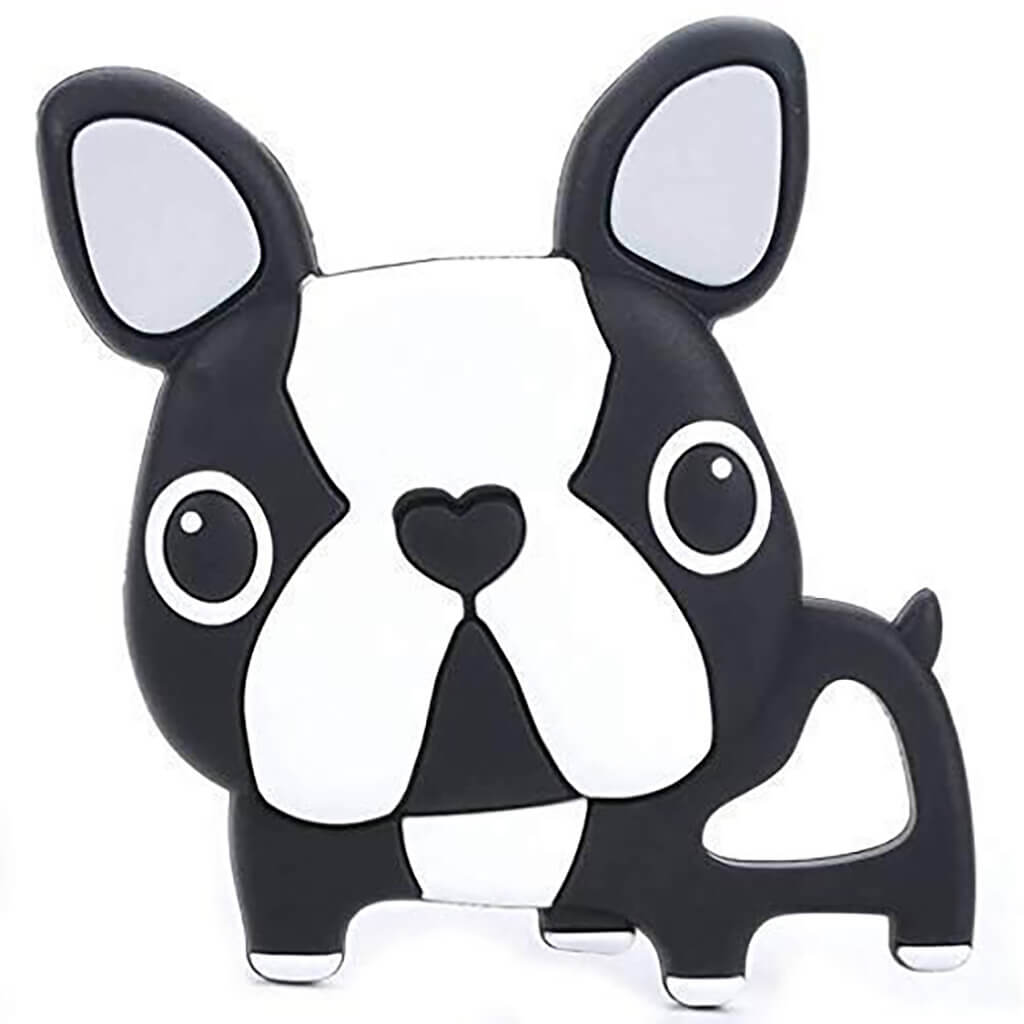 Silicone Teether Frenchie Black and White