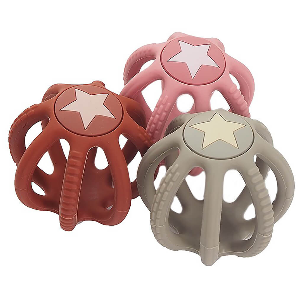 Silicone Teething Ball Star Pink