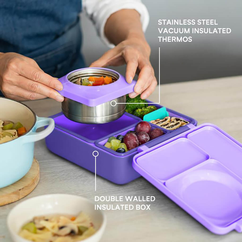 OmieBox Insulated Hot & Cold Bento Box Purple Plum