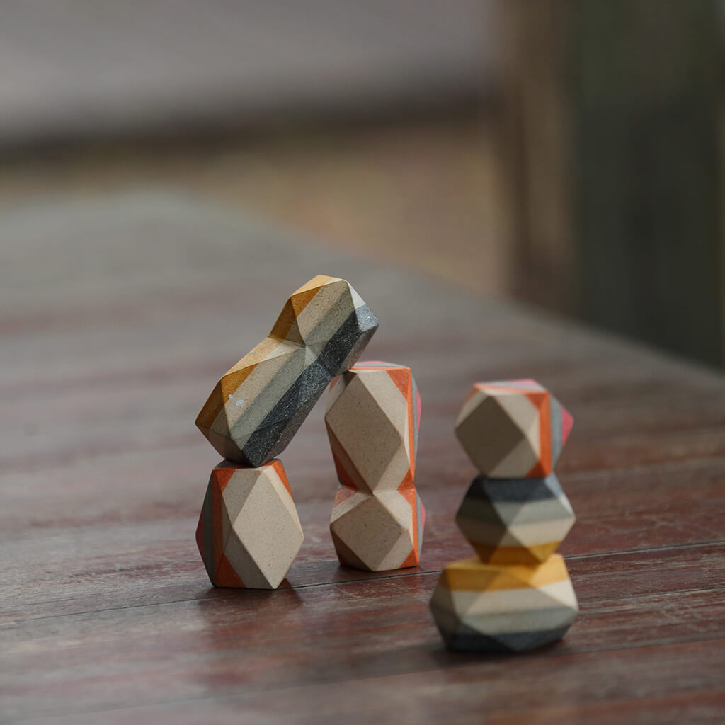 Wooden Geo Stacking Rocks | PlanToys | NINI and LOLI