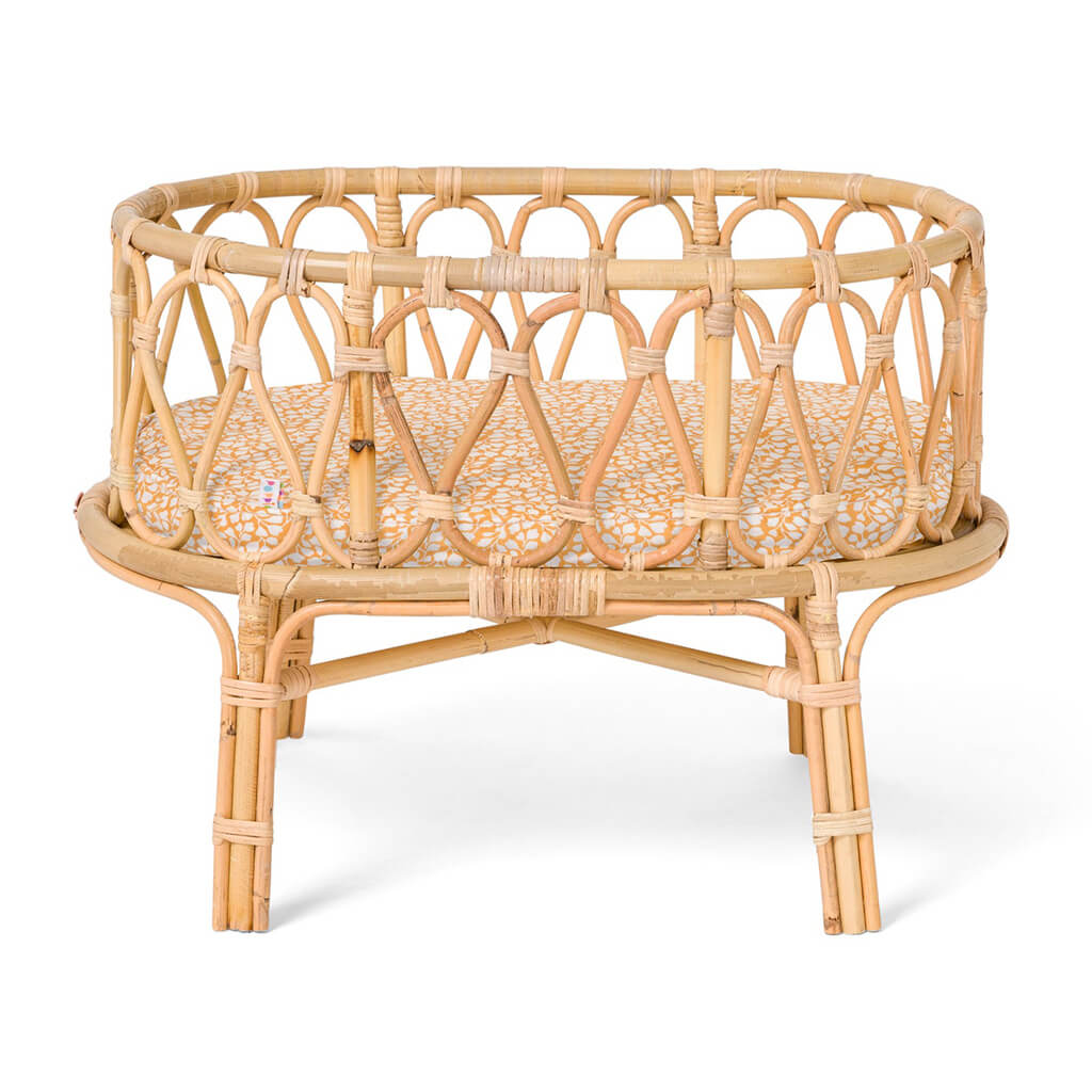 Doll Crib with Gold Leaves Mattress