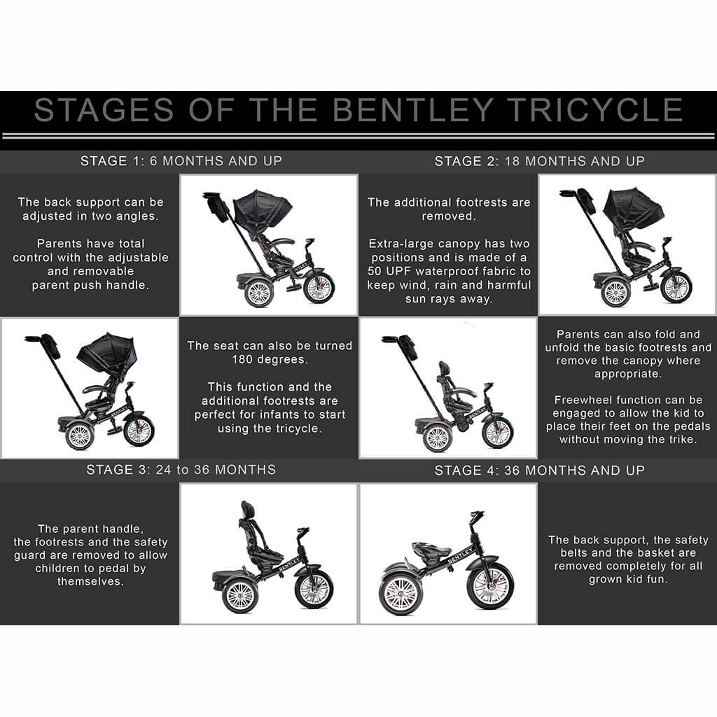 Posh Baby & Kids Bentley 6in1 Stroller Tricycle Onyx Black