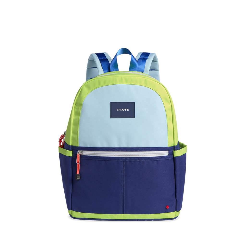 State Bags Kane Kids Double Pocket Backpack Navy/Neon | NINI and LOLI